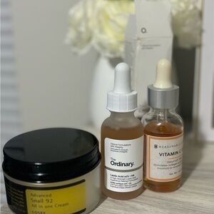 Skincare bundle cosrx all in one cream,the ordinary lactic acid, vitamin c serum